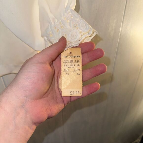 Vintage Lee Mar Women's White Collared Blouse Size 44 Long Sleeve Deadstock - Picture 3 of 8